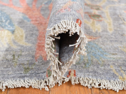 Grey 8'0" x 8'0" Oushak And Peshawar Hand knotted Wool Rug - Sku: O087996