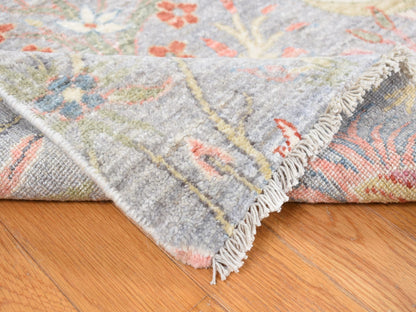 Grey 8'0" x 8'0" Oushak And Peshawar Hand knotted Wool Rug - Sku: O087996