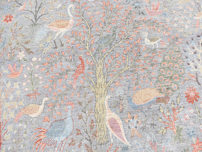 Grey 8'0" x 8'0" Oushak And Peshawar Hand knotted Wool Rug - Sku: O087996