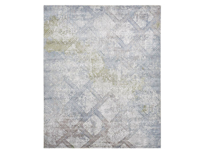 Modern / Contemporary hand-knotted wool/silk rug in Gray, 12'3" x 15'3" — SKU O087998