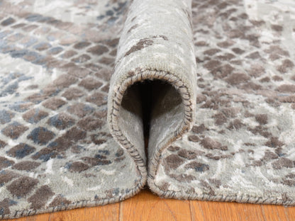 Modern / Contemporary hand-knotted wool/silk rug in Gray, 12'3" x 15'3" — SKU O087998 (view 5)