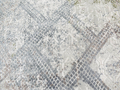 Modern / Contemporary hand-knotted wool/silk rug in Gray, 12'3" x 15'3" — SKU O087998 (view 8)