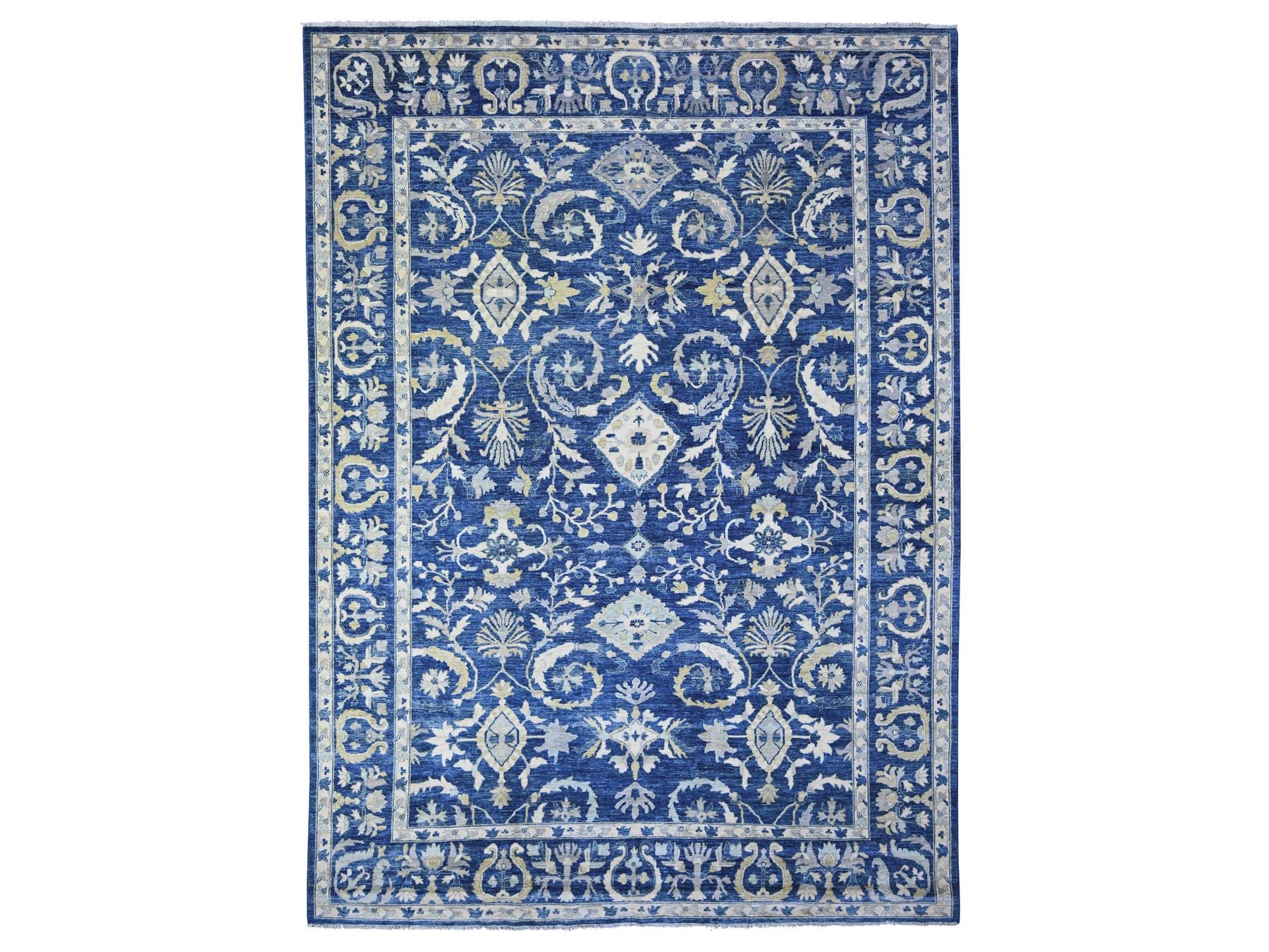 Heriz Oushak hand-knotted wool rug in Blue, 10'2" x 13'8" — SKU O088004