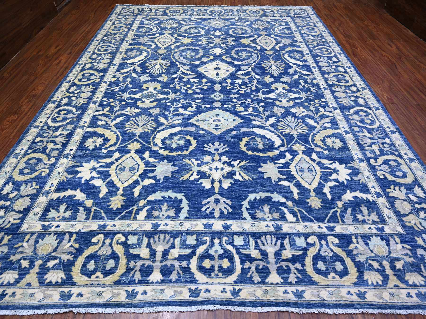 Heriz Oushak hand-knotted wool rug in Blue, 10'2" x 13'8" — SKU O088004 (view 2)