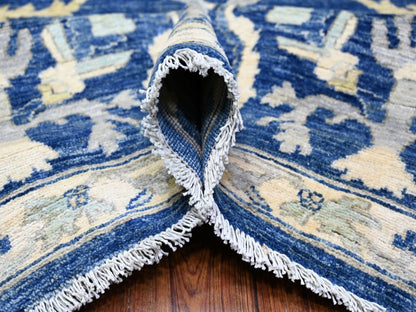 Blue 10'2" x 13'8" Oushak And Peshawar Hand knotted Wool Rug - Sku: O088004