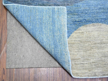 Blue 8'2" x 9'7" Modern and Contemporary Hand knotted Wool Rug - Sku: O088009