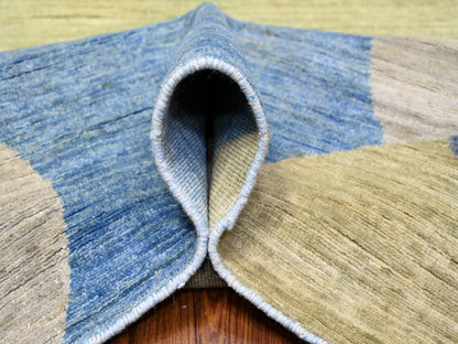 Blue 8'2" x 9'7" Modern and Contemporary Hand knotted Wool Rug - Sku: O088009