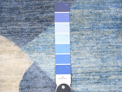 Blue 8'2" x 9'7" Modern and Contemporary Hand knotted Wool Rug - Sku: O088009