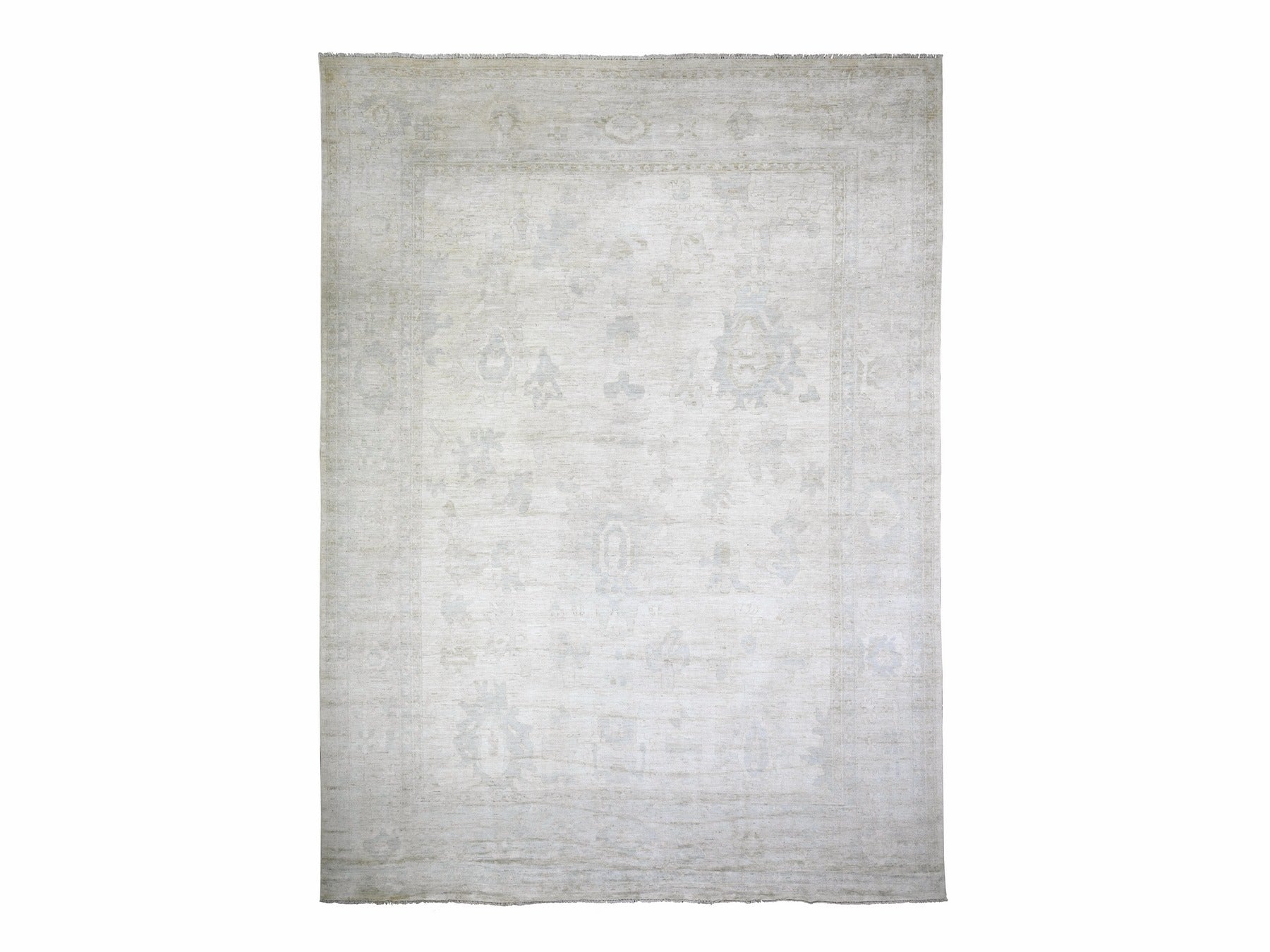 Oushak Oushak hand-knotted wool rug in Ivory & Gray, 11'11" x 15'10" — SKU O088017