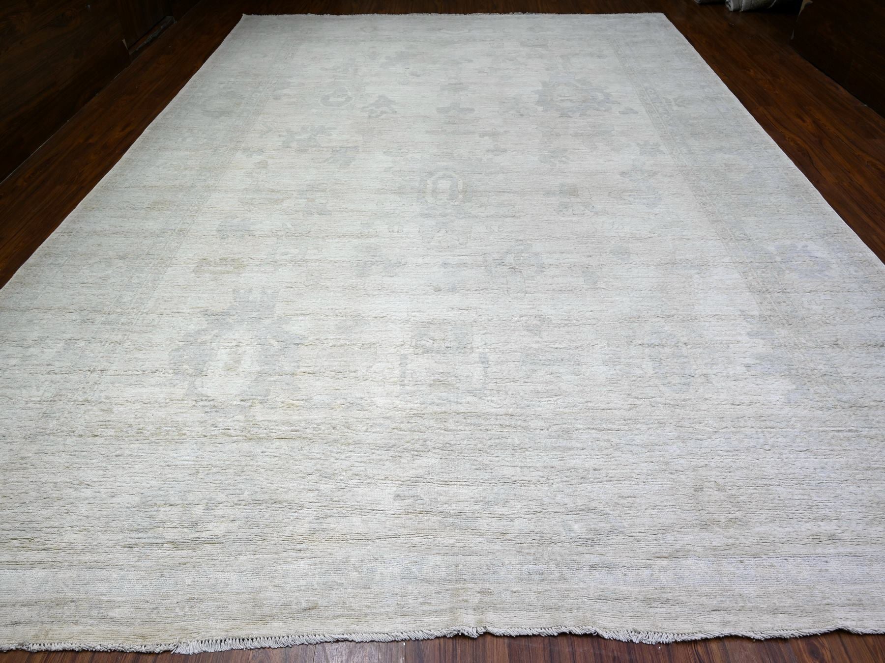 Ivory 11'11" x 15'10" Oushak And Peshawar Hand knotted Wool Rug - Sku: O088017