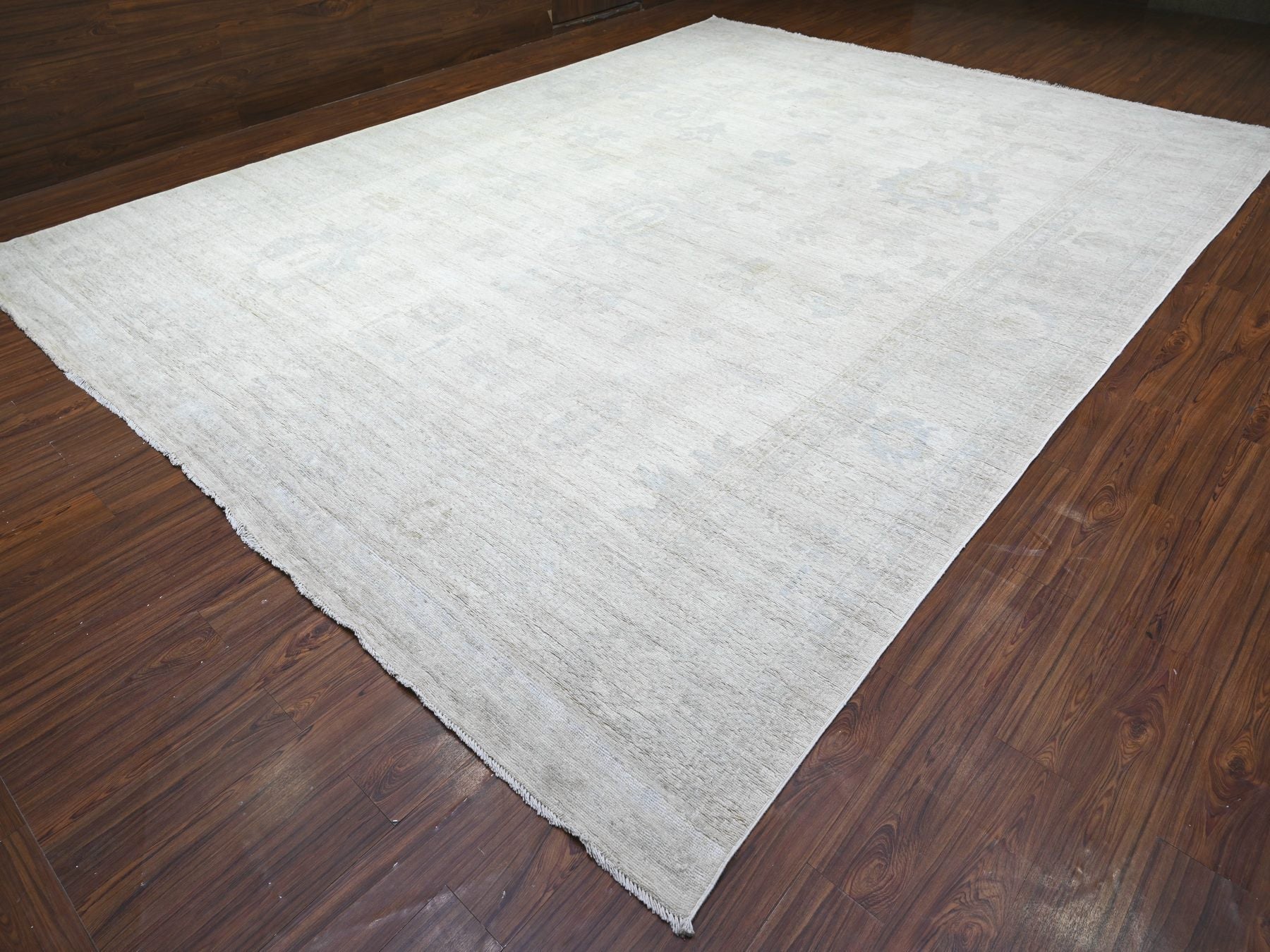 Oushak Oushak hand-knotted wool rug in Ivory & Gray, 11'11" x 15'10" — SKU O088017 (view 3)