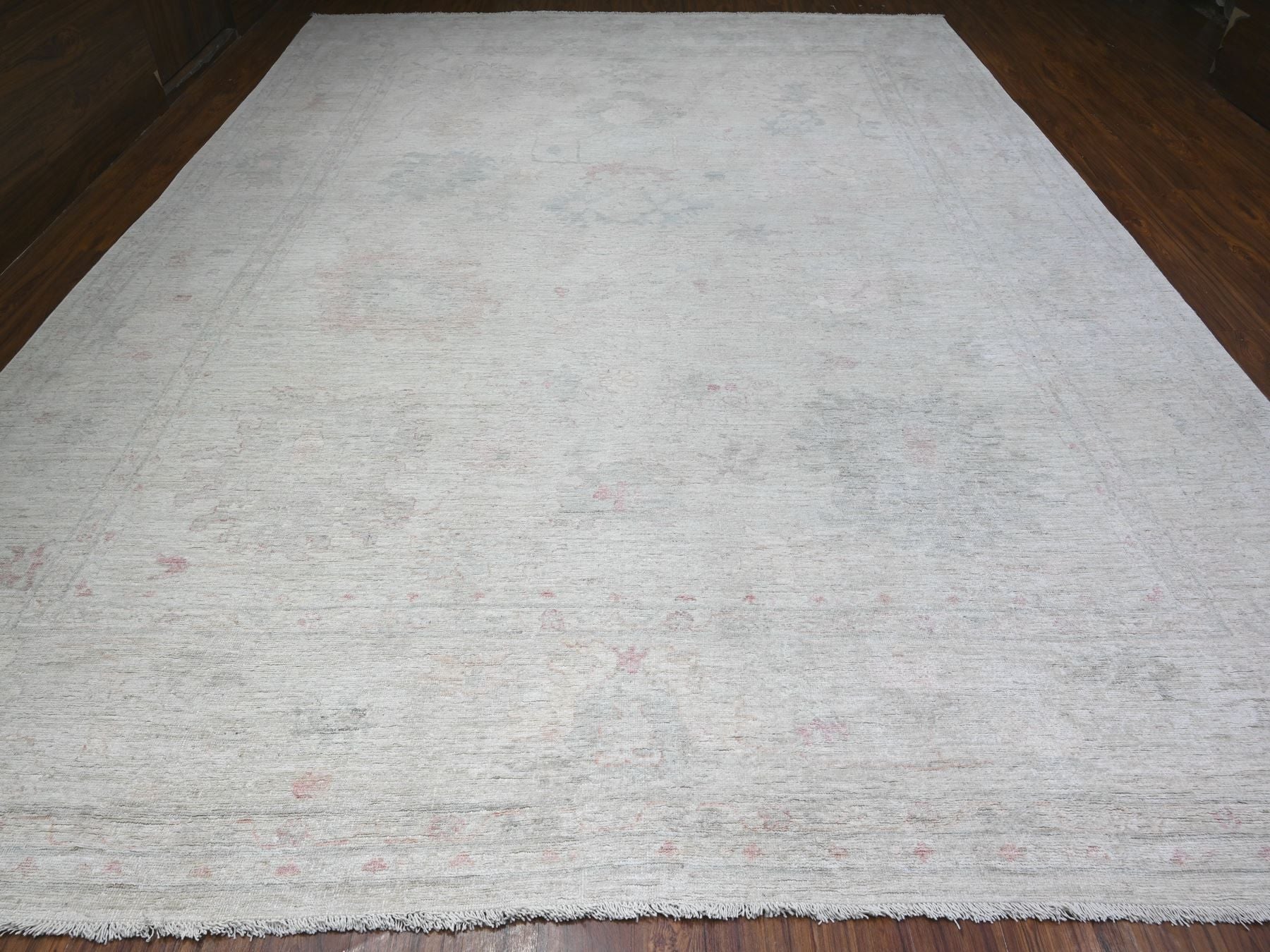Ivory 11'11" x 15'0" Oushak And Peshawar Hand knotted Wool Rug - Sku: O088026