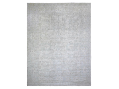 Ivory 11'8" x 15'2" Oushak And Peshawar Hand knotted Wool Rug - Sku: O088027