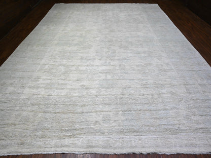 Ivory 11'8" x 15'2" Oushak And Peshawar Hand knotted Wool Rug - Sku: O088027