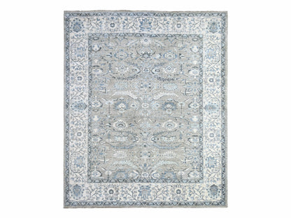 Heriz Oushak hand-knotted wool rug in Gray & Ivory, 8'3" x 9'11" — SKU O088045