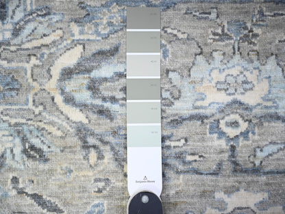 Grey 8'3" x 9'11" Oushak And Peshawar Hand knotted Wool Rug - Sku: O088045
