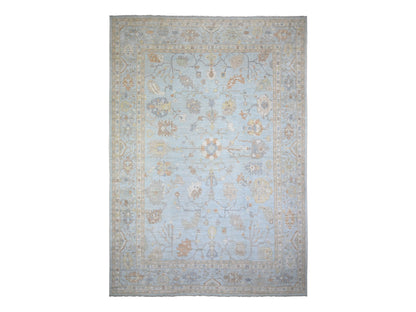 Blue 12'2" x 17'2" Oushak And Peshawar Hand knotted Wool Rug - Sku: O088068