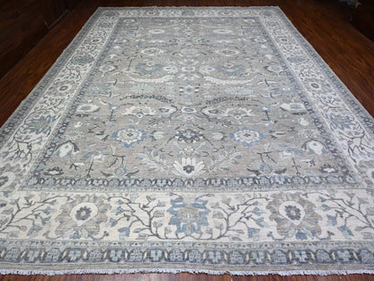 Peshawar Oushak hand-knotted wool rug in Gray & Ivory, 11'6" x 14'11" — SKU O088078 (view 2)