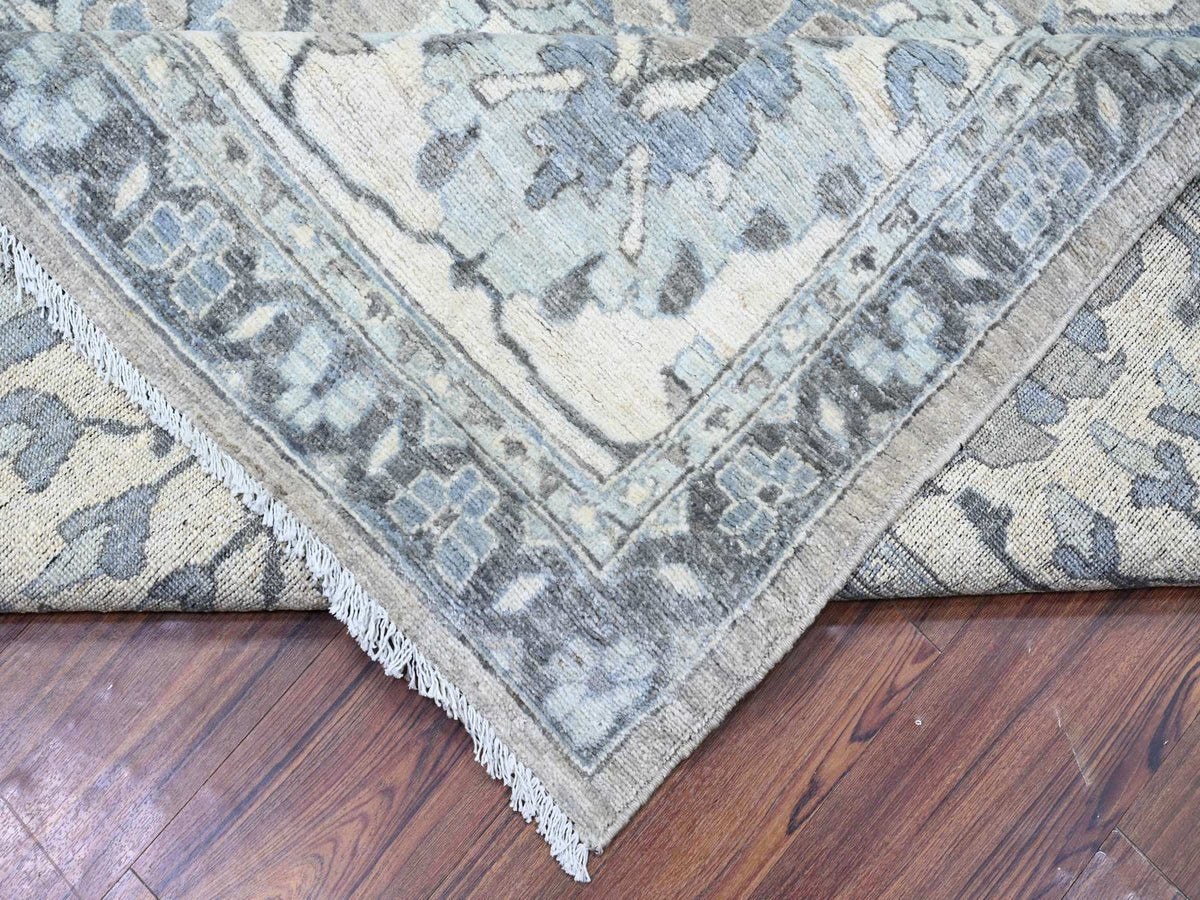 Peshawar Oushak hand-knotted wool rug in Gray & Ivory, 11'6" x 14'11" — SKU O088078 (view 6)