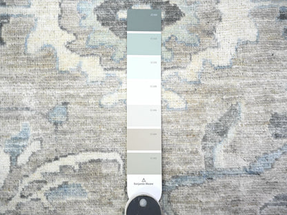 Peshawar Oushak hand-knotted wool rug in Gray & Ivory, 11'6" x 14'11" — SKU O088078 (view 7)