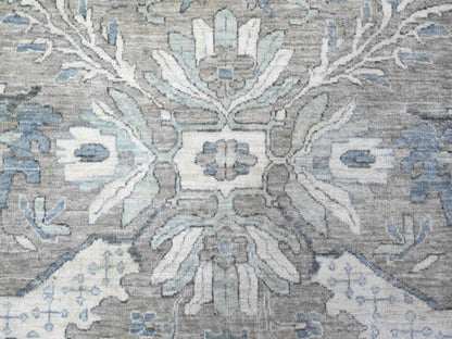 Grey 11'6" x 14'11" Oushak And Peshawar Hand knotted Wool Rug - Sku: O088078