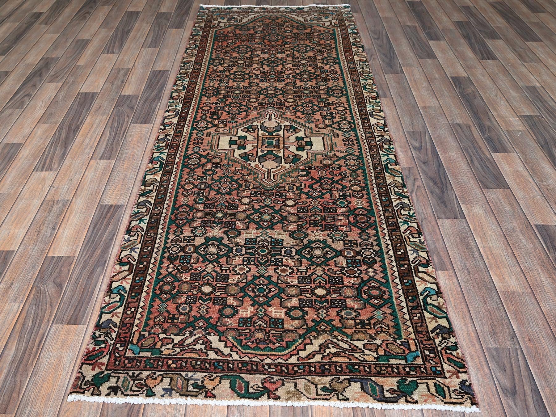 Orange 3'0" x 8'1" Vintage Hand knotted Wool Rug - Sku: O0880