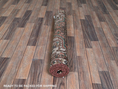 Orange 3'0" x 8'1" Vintage Hand knotted Wool Rug - Sku: O0880