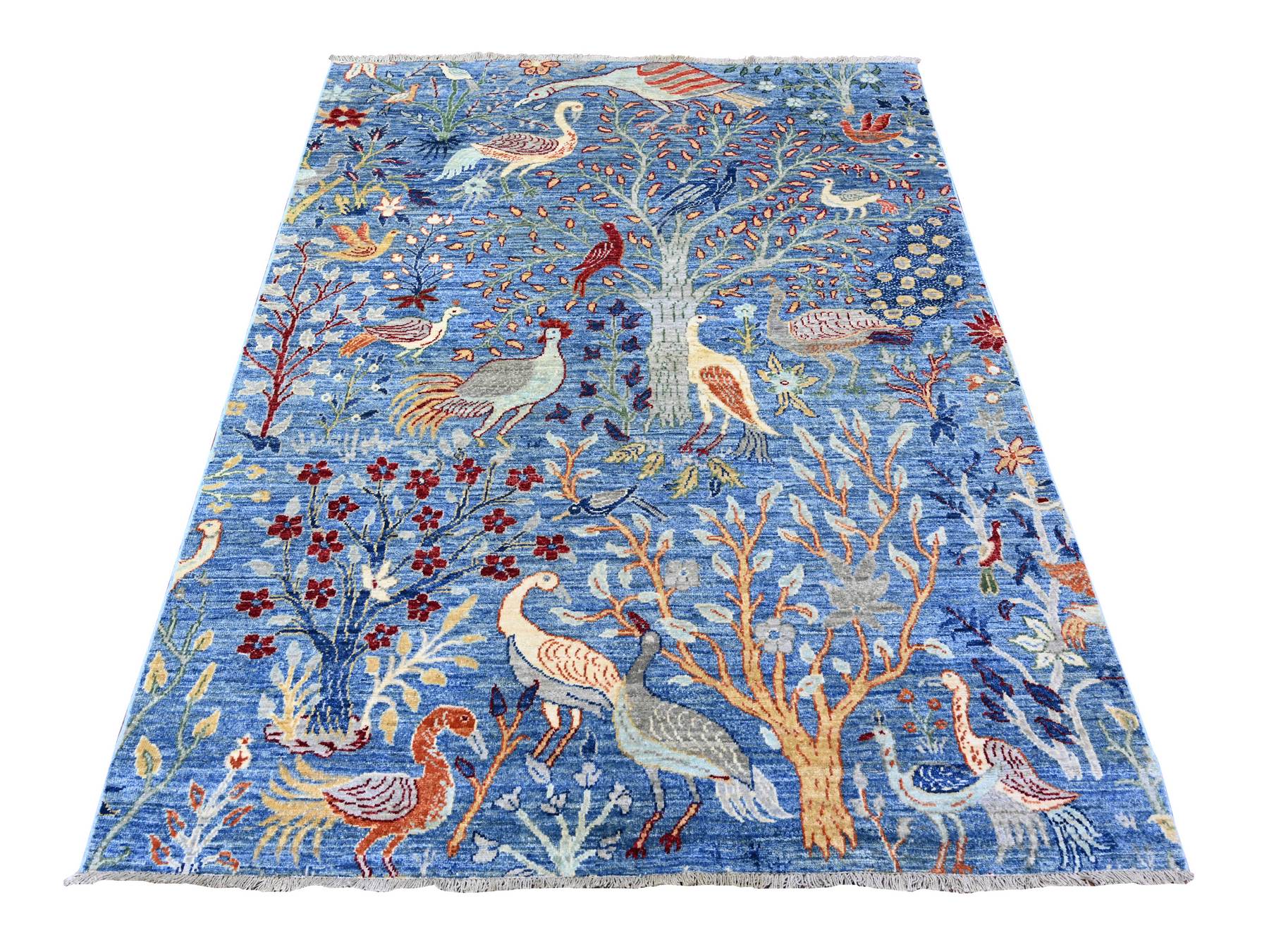 Peshawar Oushak hand-knotted wool rug in Blue, 5' x 6'4" — SKU O088110