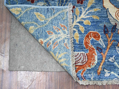 Blue 5'0" x 6'4" Oushak And Peshawar Hand knotted Wool Rug - Sku: O088110