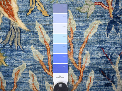 Blue 5'0" x 6'4" Oushak And Peshawar Hand knotted Wool Rug - Sku: O088110