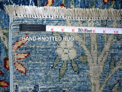 Blue 5'0" x 6'4" Oushak And Peshawar Hand knotted Wool Rug - Sku: O088110