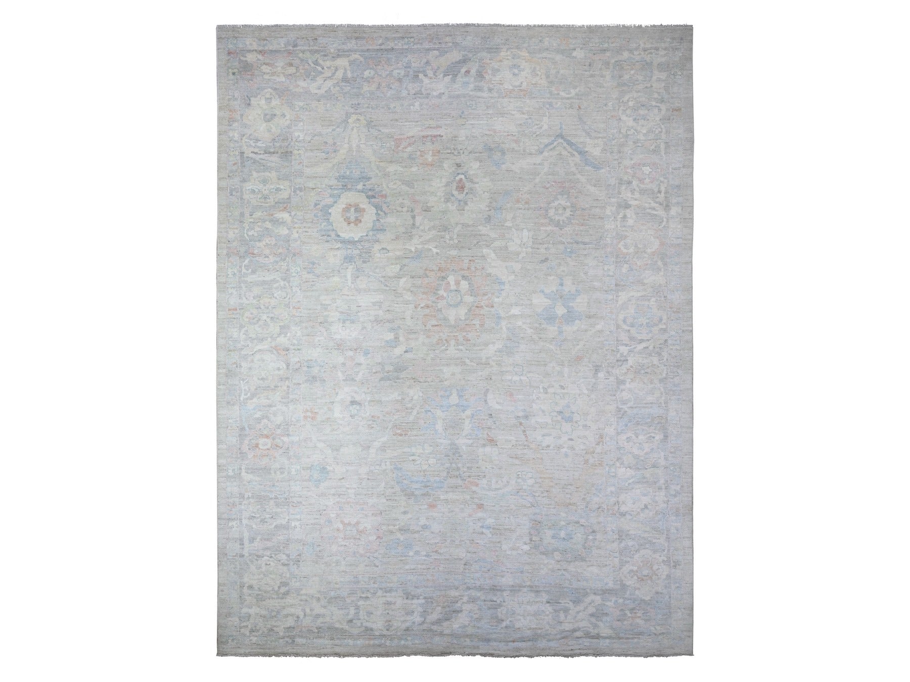 Grey 11'11" x 15'5" Oushak And Peshawar Hand knotted Wool Rug - Sku: O088136