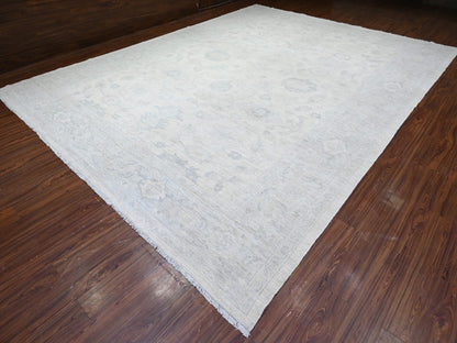 Peshawar Oushak hand-knotted wool rug in Ivory & Gray, 11'6" x 15'3" — SKU O088141 (view 3)