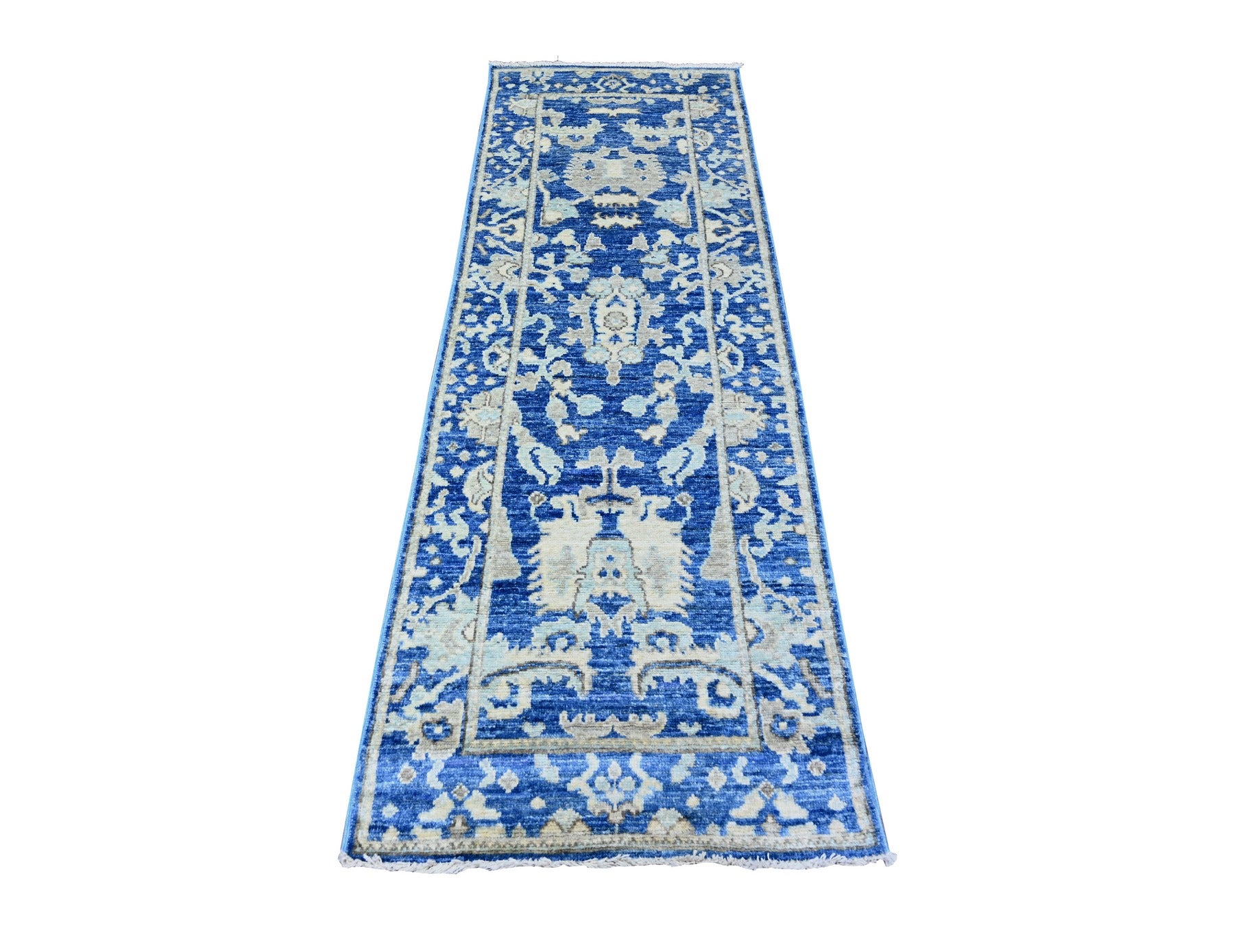 Oushak Oushak hand-knotted wool runner in Blue, 2'7" x 7'10" — SKU O088147