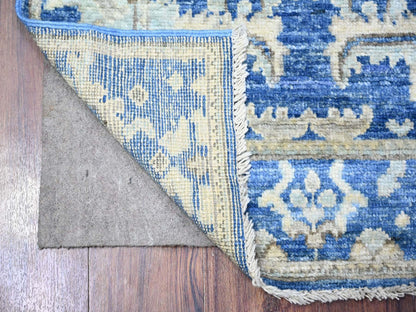 Blue 2'7" x 7'10" Oushak And Peshawar Hand knotted Wool Rug - Sku: O088147