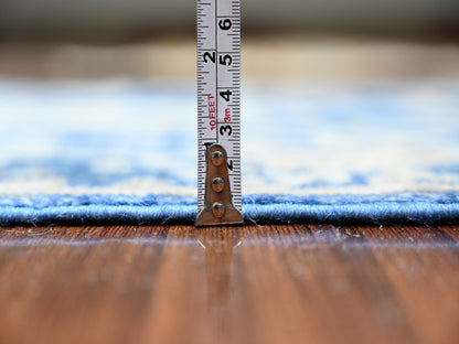 Blue 2'7" x 7'10" Oushak And Peshawar Hand knotted Wool Rug - Sku: O088147