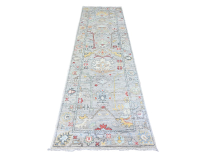 Oushak Oushak hand-knotted wool runner in Gray, 3'1" x 10'6" — SKU O088149