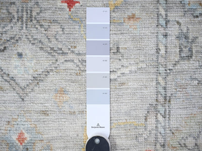 Grey 3'1" x 10'6" Oushak And Peshawar Hand knotted Wool Rug - Sku: O088149