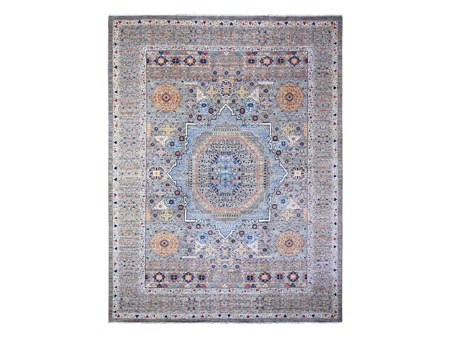 Mamluk Oushak hand-knotted wool rug in Gray, 12' x 15'9" — SKU O088207