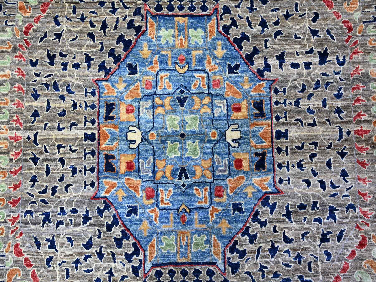 Mamluk Oushak hand-knotted wool rug in Gray, 12' x 15'9" — SKU O088207 (view 8)