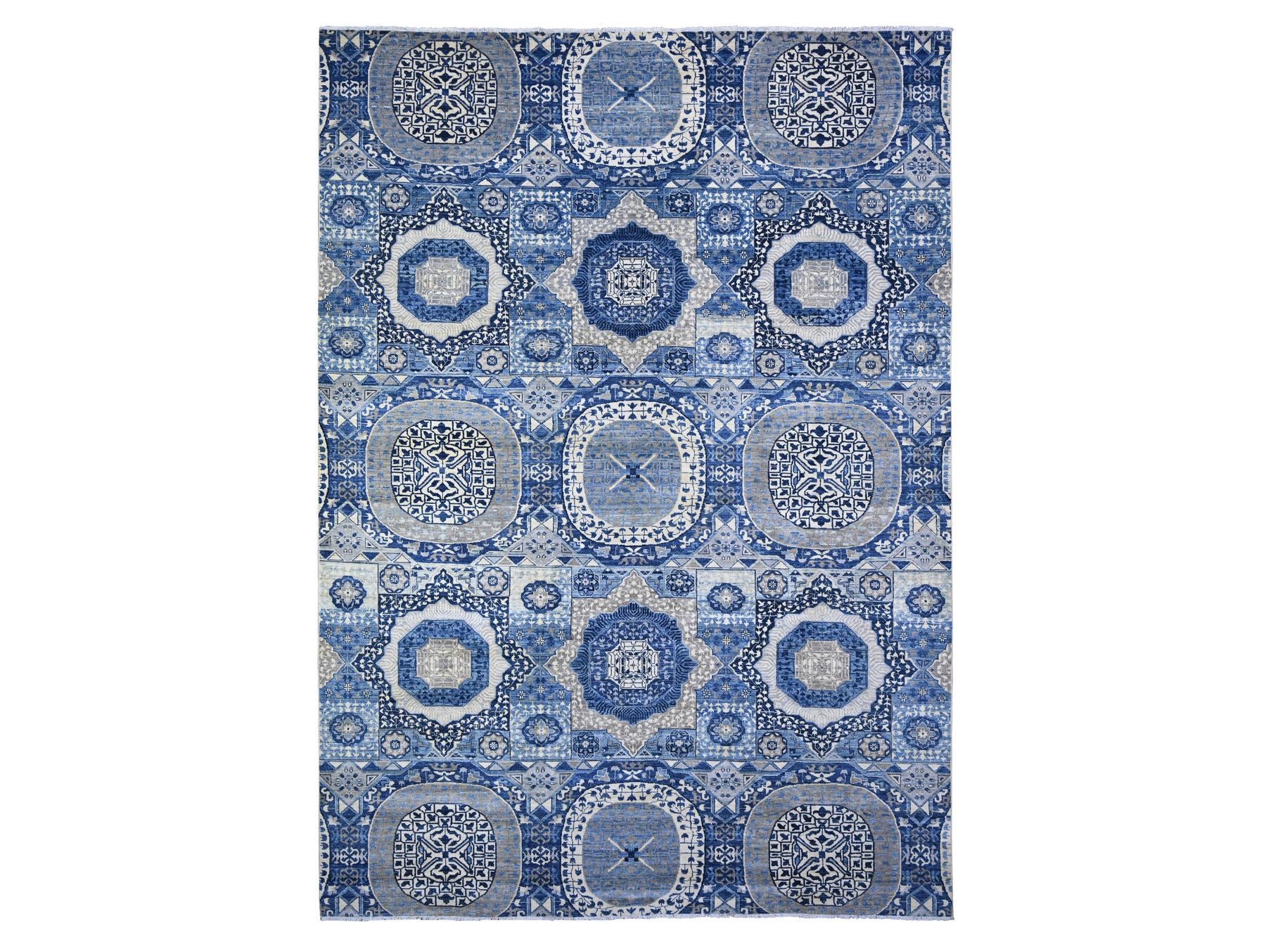 Mamluk Mamluk hand-knotted wool rug in Blue, 9'11" x 13'8" — SKU O088209
