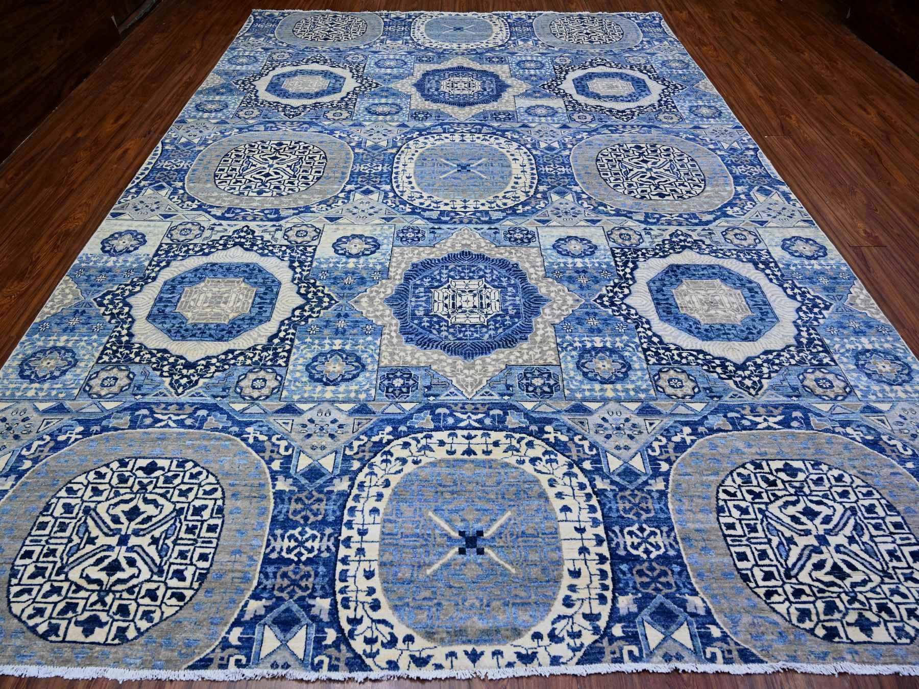 Mamluk Mamluk hand-knotted wool rug in Blue, 9'11" x 13'8" — SKU O088209 (view 2)