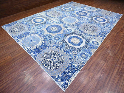 Blue 9'11" x 13'8" Mamluk Hand knotted Wool Rug - Sku: O088209