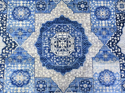 Blue 9'11" x 13'8" Mamluk Hand knotted Wool Rug - Sku: O088209