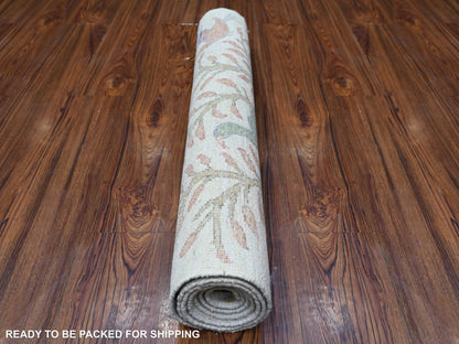 Peshawar Oushak hand-knotted wool runner in Ivory, 2'11" x 6'1" — SKU O088229 (view 4)