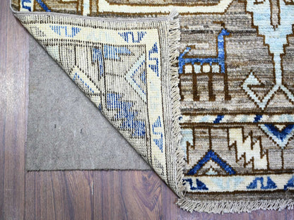 Tribal & Geometric hand-knotted wool runner in Gray, 4'1" x 9'10" — SKU O088240 (view 2)