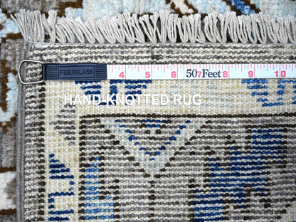 Tribal & Geometric hand-knotted wool runner in Gray, 4'1" x 9'10" — SKU O088240 (view 6)