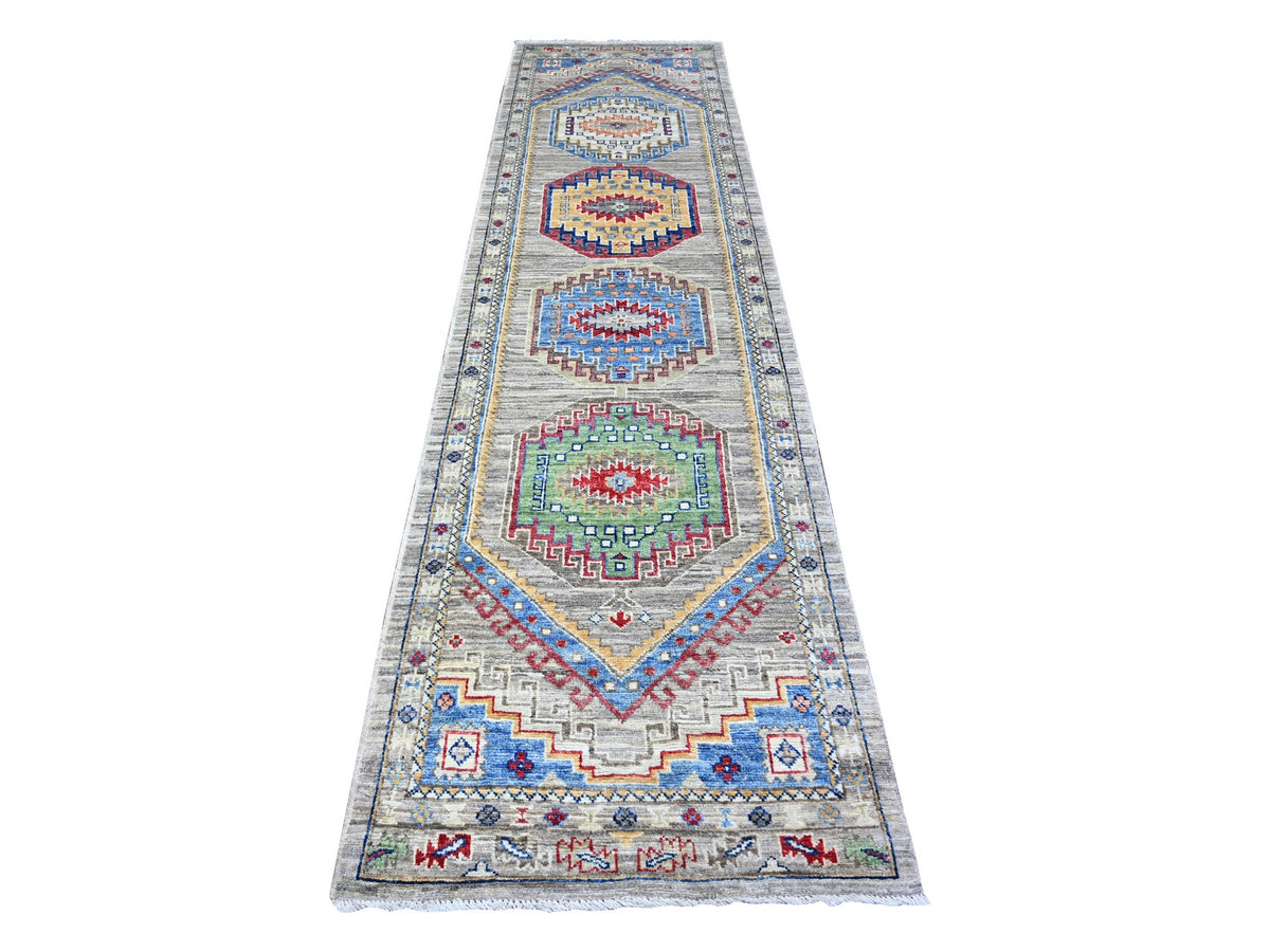 Oushak Oushak hand-knotted wool runner in Gray, 3' x 11'8" — SKU O088242