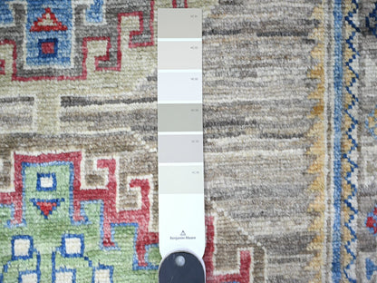 Grey 3'0" x 11'8" Oushak And Peshawar Hand knotted Wool Rug - Sku: O088242