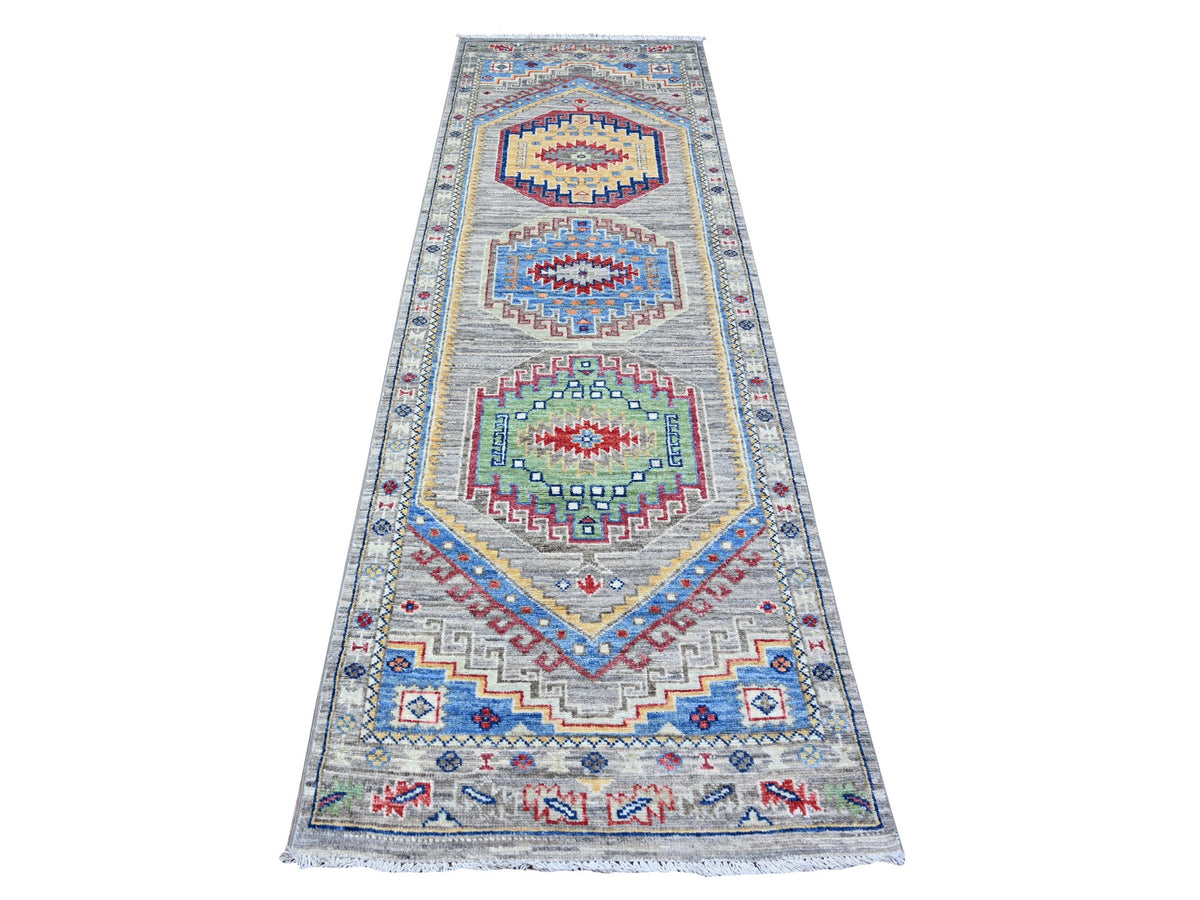 Oushak Oushak hand-knotted wool runner in Gray, 3'1" x 9'9" — SKU O088247